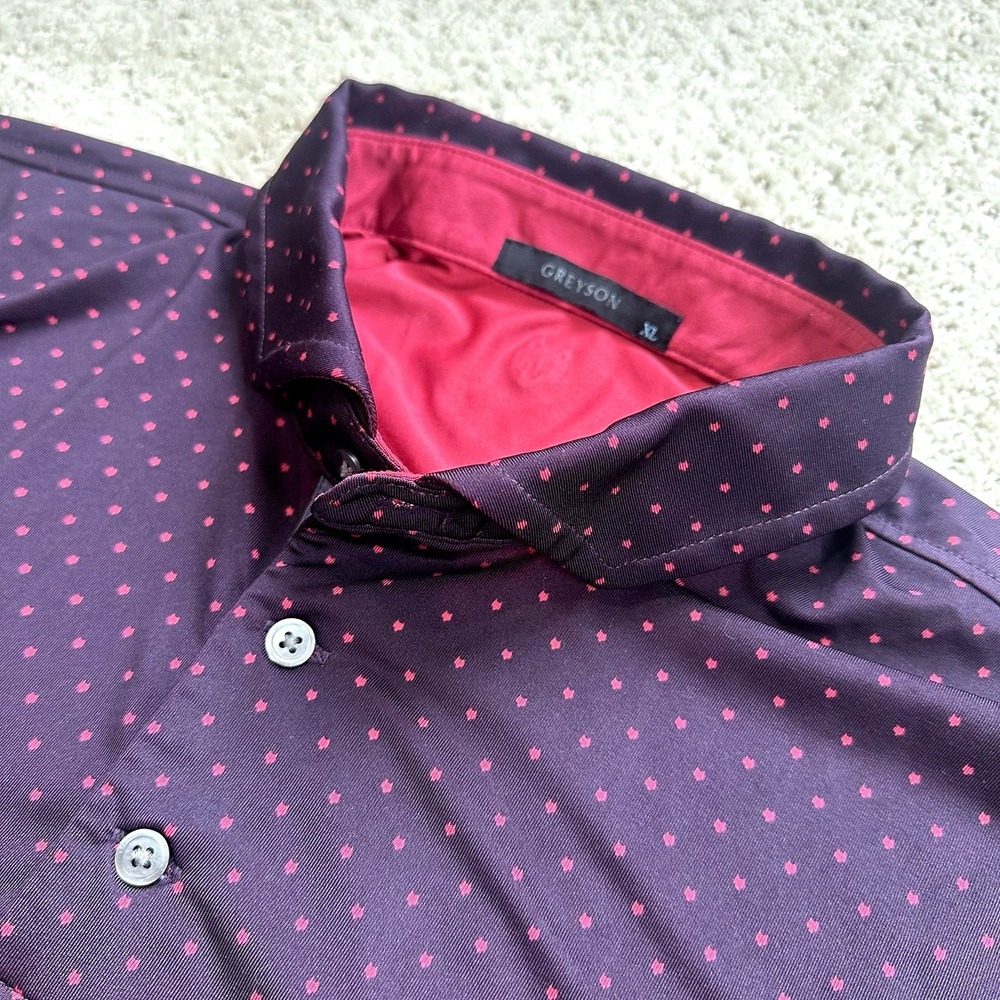 Greyson Polo Shirt Mens XL Icon GOAT Wolf AOP Print Golf Performance Stretch Red